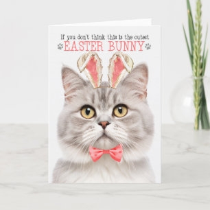Champagne Tabby Cat in Bunny Ears for Easter Holiday Card
