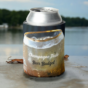 Champagne Taste Beer Budget Fun Frosted Glass Can  Cooler