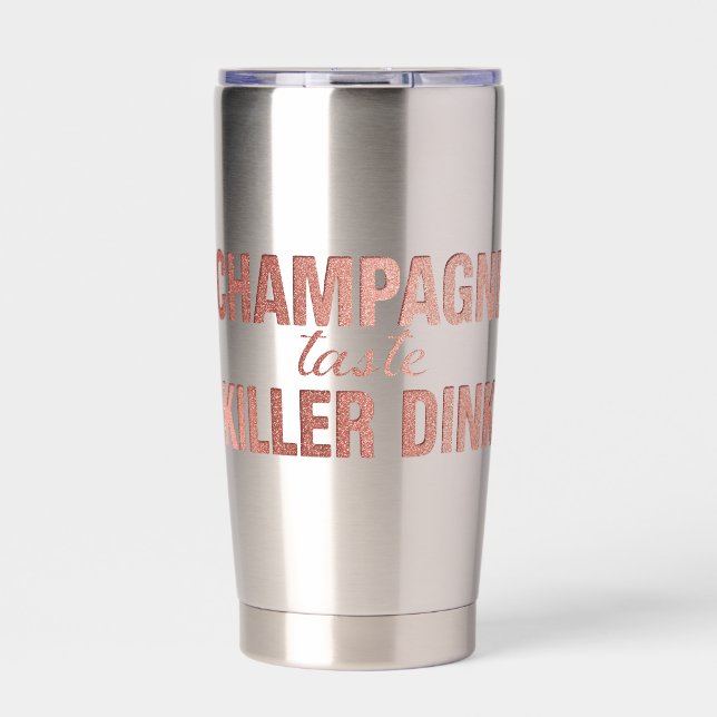 Champagne Taste Killer Dink - Rose Gold Pickleball Insulated Tumbler (Front)