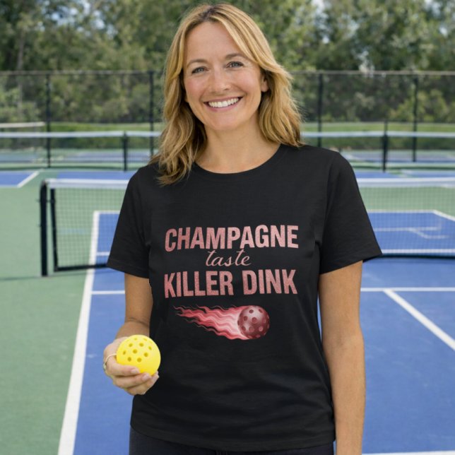 Champagne Taste Killer Dink - Rose Gold Pickleball T-Shirt (Creator Uploaded)