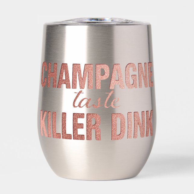 Champagne Taste Killer Dink | Rose Pink Pickleball (Front)
