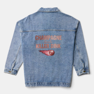 Champagne Taste Killer Dink   Rose Pink Pickleball Denim Jacket