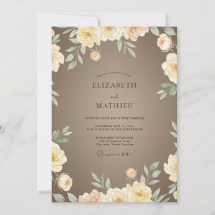 Champagne Taupe Ranunculus Eucalyptus Wedding Invitation