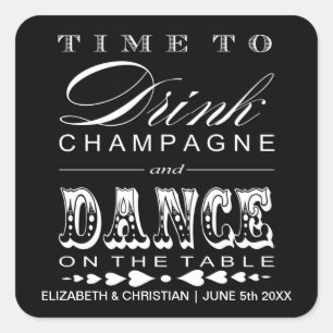 Champagne Theatre Bill Wedding Favour Sticker