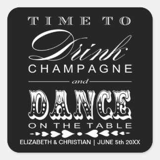 Champagne Theatre Bill Wedding Favour Sticker