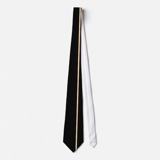Champagne Thin Vertical Line on Black Offset Right Tie (Front)