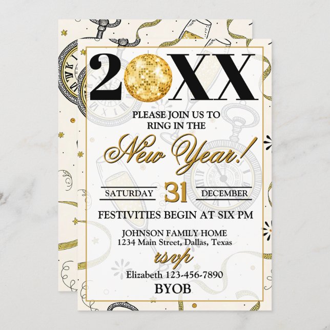 Champagne Toast 2026 New Years Eve Party Invitation (Front/Back)