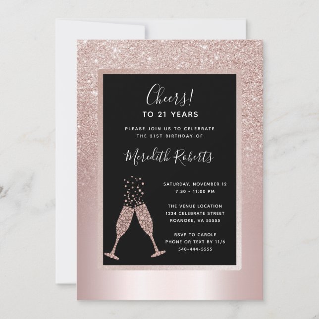 Champagne Toast 21st Birthday Party Invitation (Front)