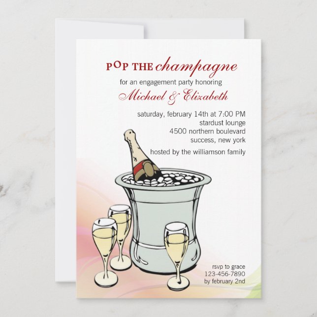 Champagne Toast Engagement Party Invitation (Front)