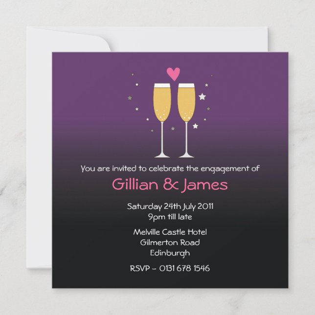 Champagne Toast Engagement Party Invitation (Front)