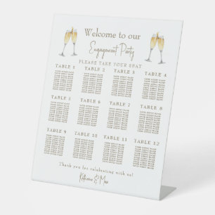 Champagne Toast Engagement Party Seating Chart Pedestal Sign