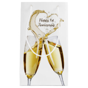 Champagne Toast for 1st Anniversary Small Gift Bag