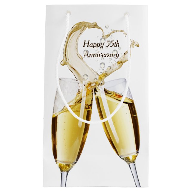 Champagne Toast for 55th Anniversary  Small Gift Bag (Front)