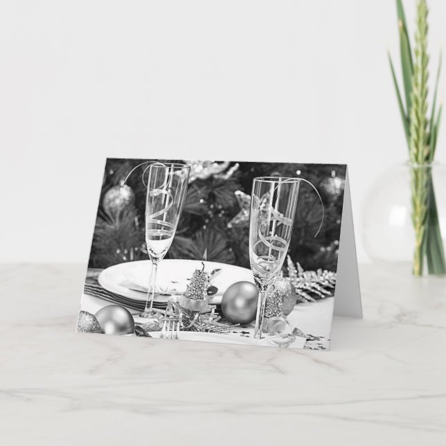 **CHAMPAGNE TOAST** FOR A VERY MERRY CHRISTMAS HOLIDAY CARD (Front)