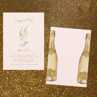 Champagne Toast Gold Text Blush Engagement Party
