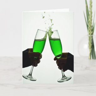 Champagne Toast Green Splash Card