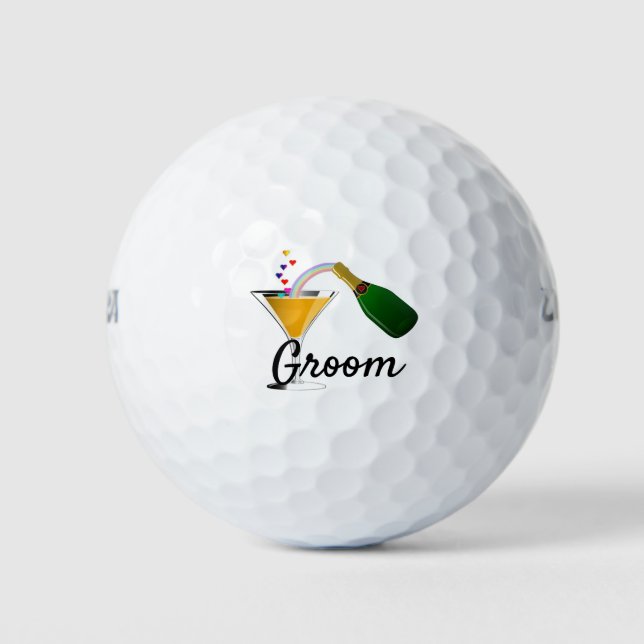 Champagne Toast Groom   Golf Balls (Front)
