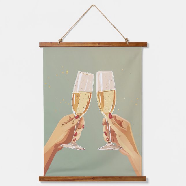 Champagne Toast  Hanging Tapestry (Front)