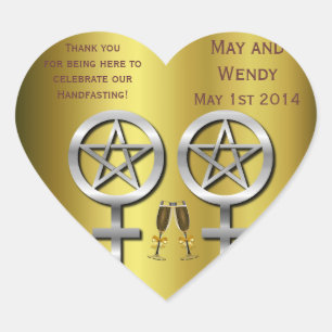 Champagne Toast Lesbian Handfasting Heart Heart Sticker
