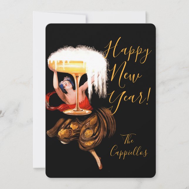 Champagne Toast New Year  Holiday Card (Front)