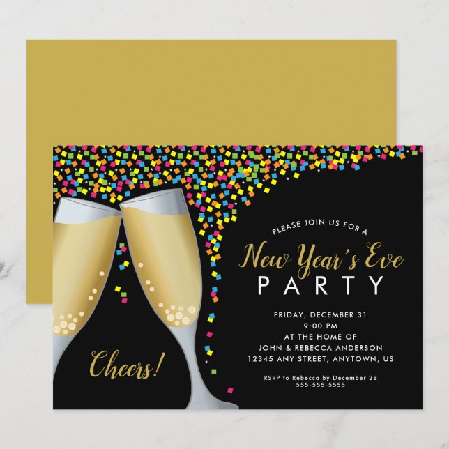 Champagne Toast | New Years Eve Party Invitation (Front/Back)