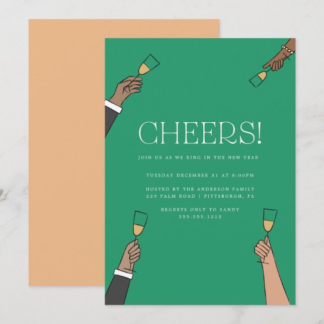 Champagne Toast New Years Eve Party Invitation (Front/Back)