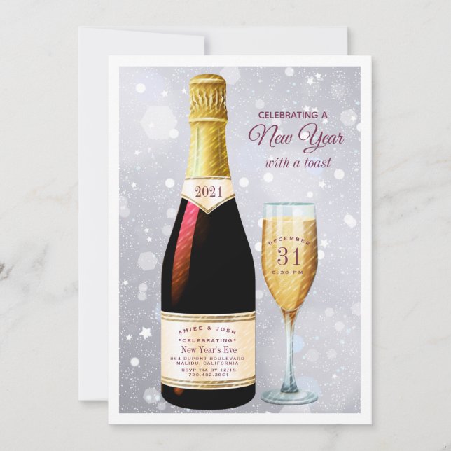 Champagne Toast | New Year's Party Invitation (Front)