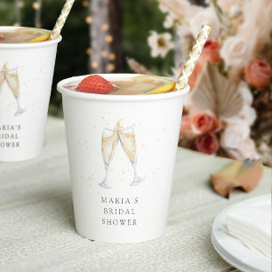 Champagne Toast Personalised Bridal Shower Paper Cups