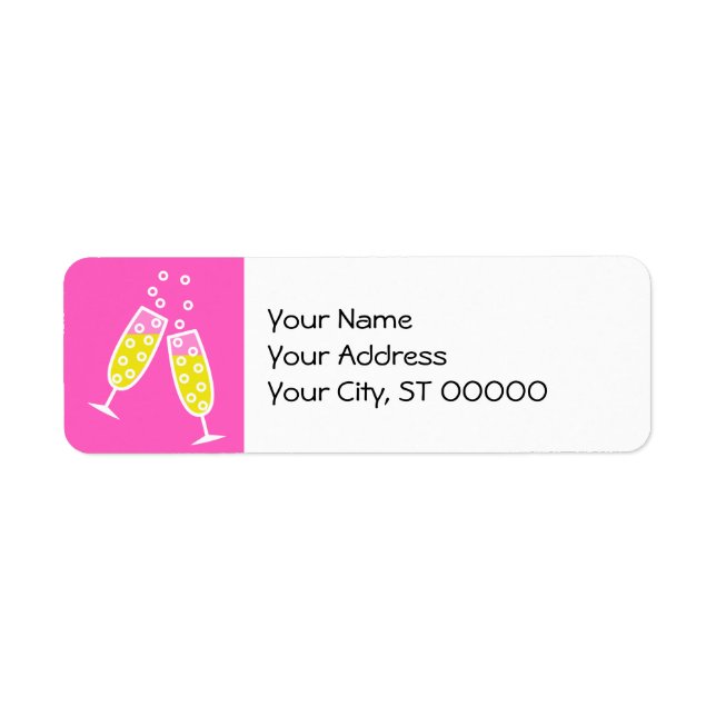 Champagne Toast - pink Return Address Label (Front)