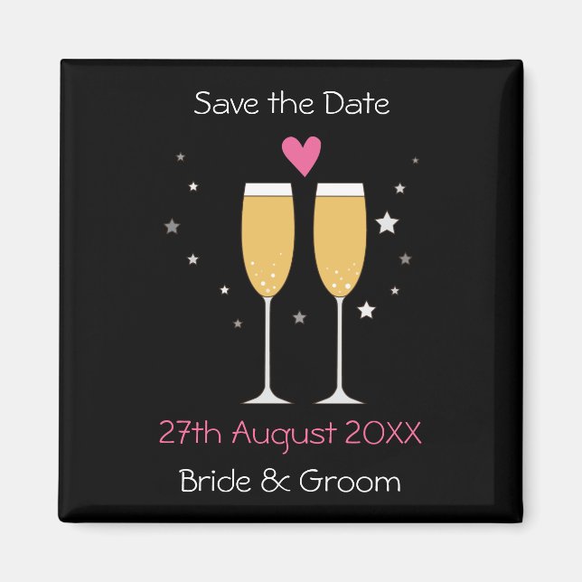 Champagne Toast Save The Date Magnet (Front)