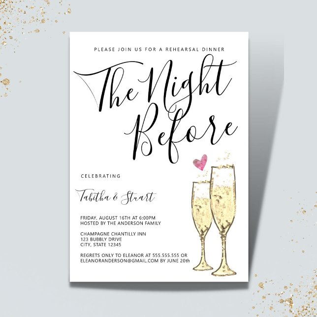 Champagne Toast The Night Before Rehearsal Dinner Invitation (Creator Uploaded)