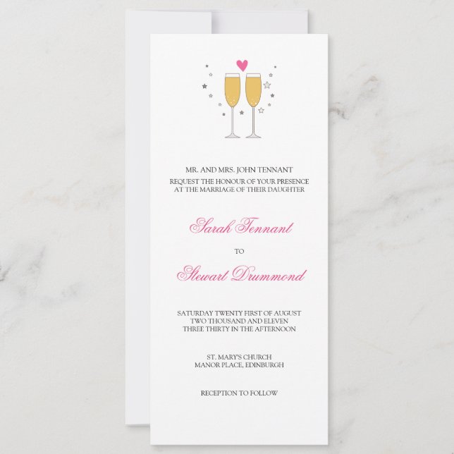 Champagne Toast Wedding Invitation - slim (Front)