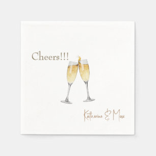 Champagne Toast Wedding Personalised Cocktail Napkin