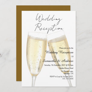 Champagne Toast Wedding Reception Invitation