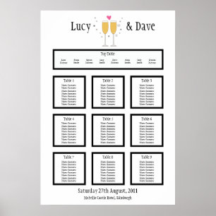 Champagne Toast Wedding Table Seating Plan Poster