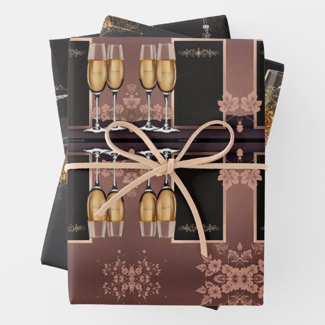 Champagne Toast Wedding Wrapping Paper (In situ)