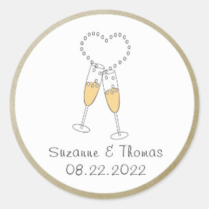 Champagne Toast with Heart Personalised Sticker