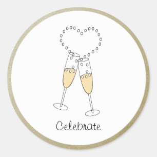Champagne Toast with Heart Sticker