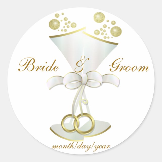 Champagne Toasts Classic Round Sticker (Front)