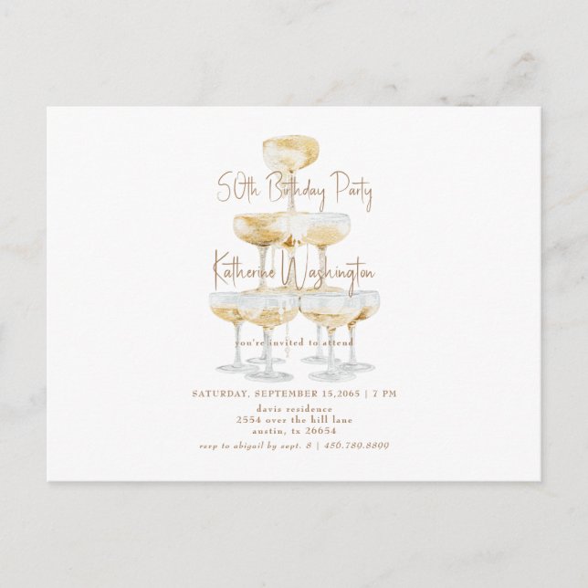 Champagne Tower 50th Birthday Party  Postcard (Front)