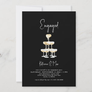 Champagne Tower Black Engagement Party  Invitation