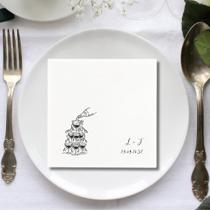 Champagne Tower Custom Monogram Wedding Cocktail Napkin