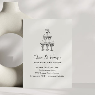 Champagne Tower Doodle Custom Name Wedding Invitation