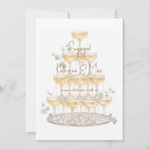 Champagne Tower Eucalyptus Engagement Party Invitation