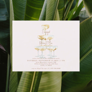 Champagne Tower Gold Text Blush Engagement Party Postcard
