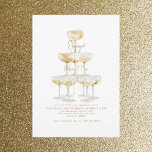 Champagne Tower Gold Text Engagement Party Invitation<br><div class="desc">Champagne tower.  Gold text.  Invitation.</div>