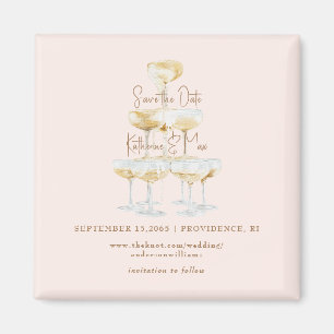 Champagne Tower Gold Text Wedding Save the Date Magnet