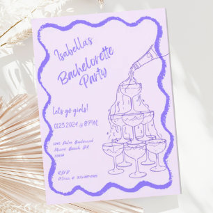 Champagne Tower Hand Drawn Bachelorette Party Invitation
