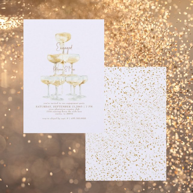 Champagne Tower Pale Lavender Engagement Party  Invitation (Creator Uploaded)