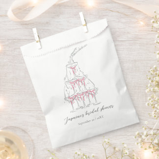 Champagne Tower Pink Coquette Bow Bridal Shower Favour Bag
